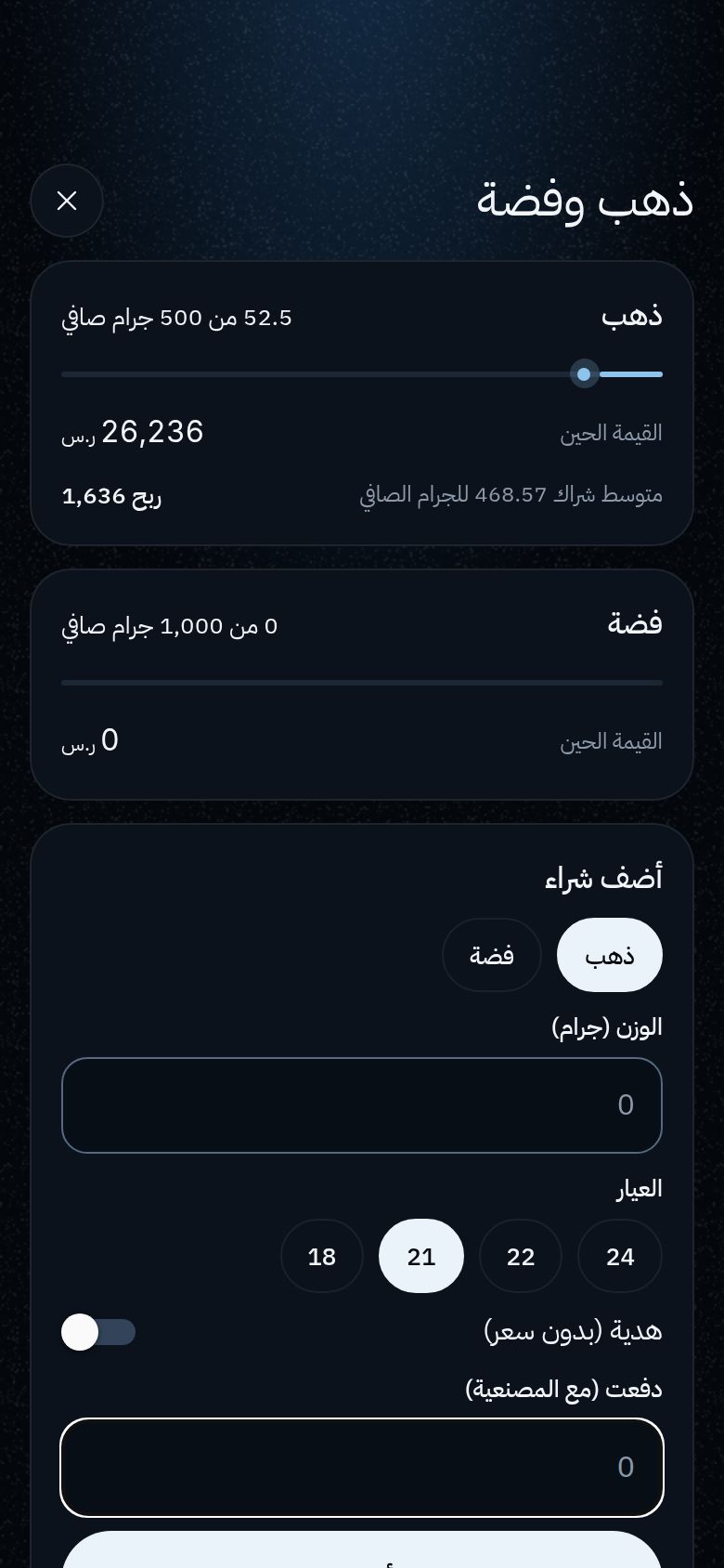 ذهب وفضة: 52.5 جرام ذهب صافي وقيمته الحين.